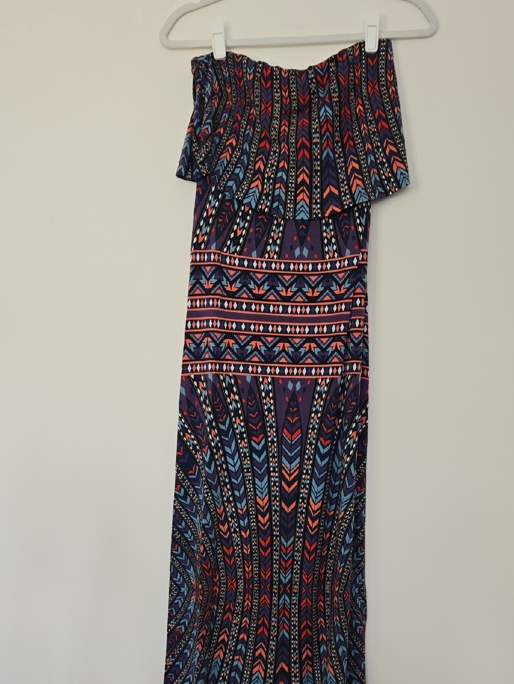TART Strapless Maxi Dress with Tribal Print Geometric Design Festive Size Small